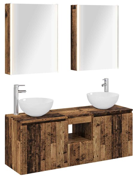 Fürdőszobai Szekrény Szett 5 pcs Antik Fa 53 x 15,5 x 70 cm