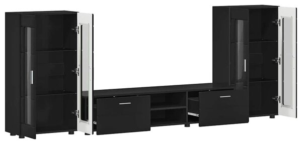TV szekrény garnitúra fiókkal FLORIN 3 pcs Fekete Faanyag