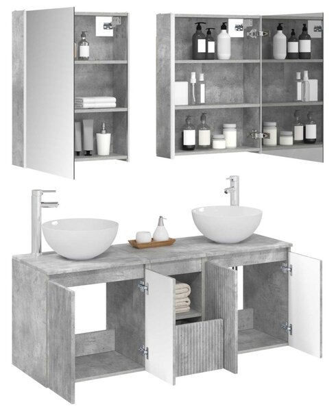 Fürdőszobai Szekrény Szett 5 pcs Betonszürke 53 x 15,5 x 70 cm