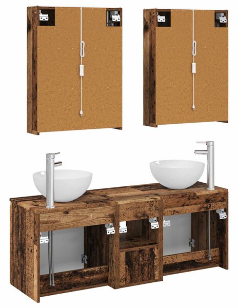Fürdőszobai Szekrény Szett 5 pcs Antik Fa 53 x 15,5 x 70 cm