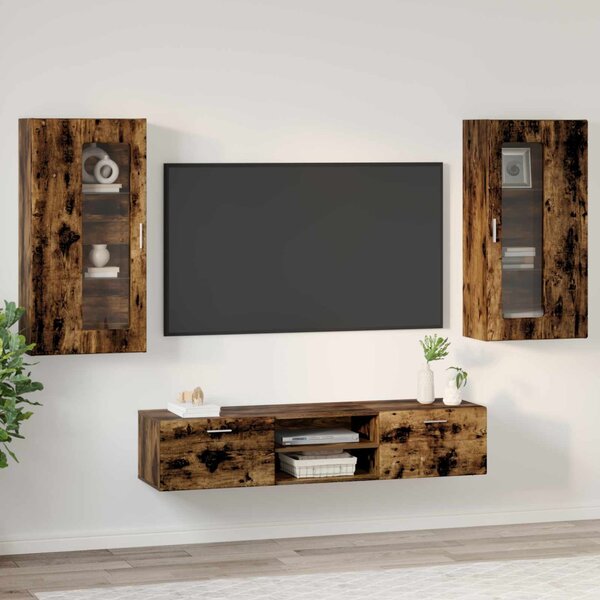 TV szekrény garnitúra FLORIN 3 pcs Füstölt tölgy Faanyag
