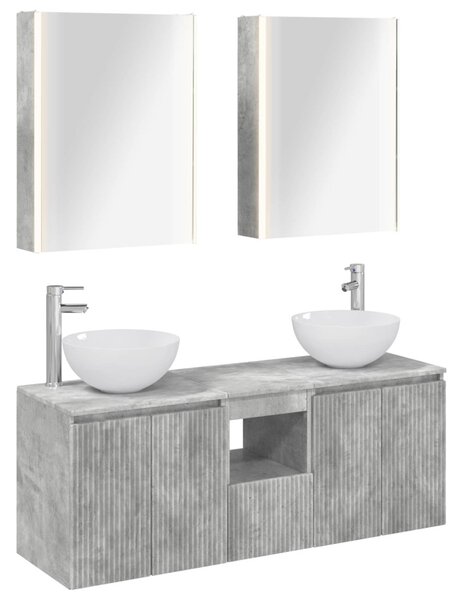 Fürdőszobai Szekrény Szett 5 pcs Betonszürke 53 x 15,5 x 70 cm