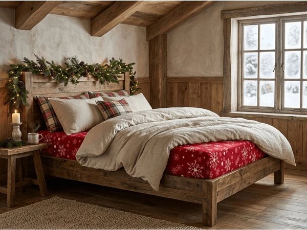 Mikroplüss lepedő SNOWFALL 90x200 cm piros