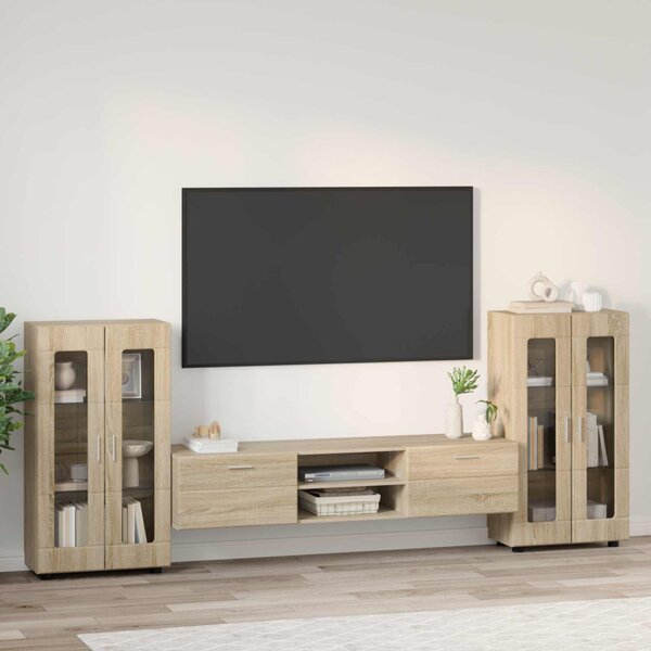 TV szekrény garnitúra fiókkal FLORIN 3 pcs Sonoma tölgy Faanyag