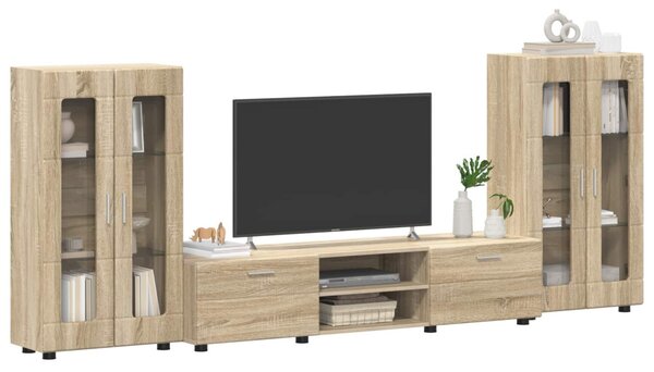 TV szekrény garnitúra fiókkal FLORIN 3 pcs Sonoma tölgy Faanyag