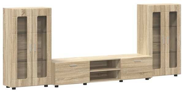 TV szekrény garnitúra fiókkal FLORIN 3 pcs Sonoma tölgy Faanyag