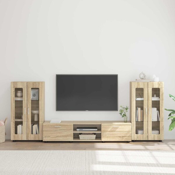 TV szekrény garnitúra fiókkal FLORIN 3 pcs Sonoma tölgy Faanyag
