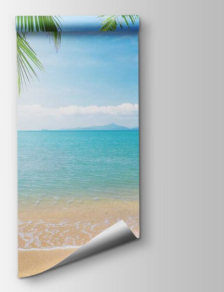Fotótapéta Pálmafás strand kék vízzel, Tenger fotótapéta, Népszerű fotótapéta, u56790 - Tapeko.hu
