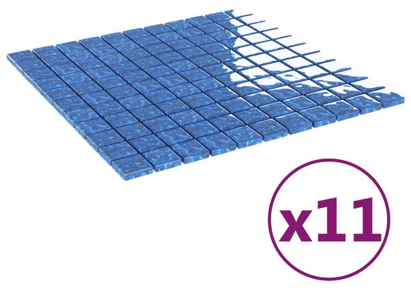 Mozaik csempe 11 pcs Kék 50 x 50 cm Üveg