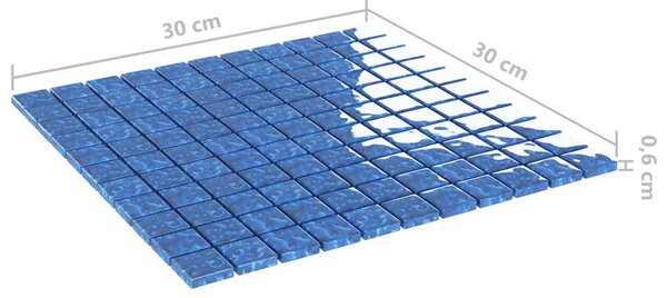 Mozaik csempe 11 pcs Kék 50 x 50 cm Üveg
