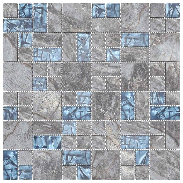Mozaik csempe 11 pcs Szürke és Kék 50 x 50 cm Üveg