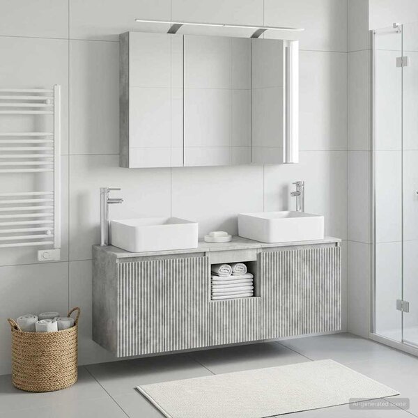 Fürdőszobai Szekrény Szett 4 pcs Betonszürke 100 x 14,5 x 70 cm