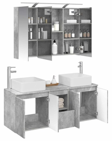 Fürdőszobai Szekrény Szett 4 pcs Betonszürke 100 x 14,5 x 70 cm