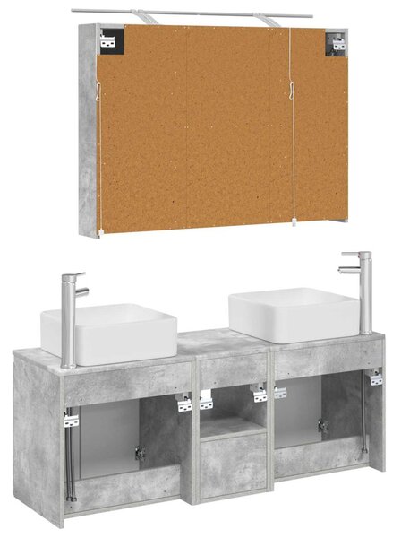 Fürdőszobai Szekrény Szett 4 pcs Betonszürke 100 x 14,5 x 70 cm