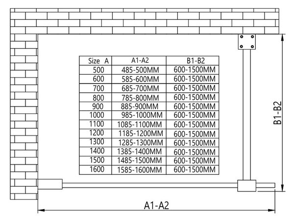 Erga Paris, Beépíthető zuhanykabin 60x200 cm, 8 mm-es szürke üveg, fényes arany profil, ERG-V02-PARIS-060x200-GR-GD