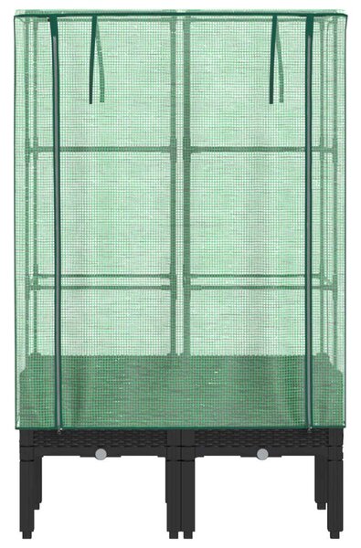 Rattan megjelenésű magaságyás melegháztakaróval 80x40x140 cm