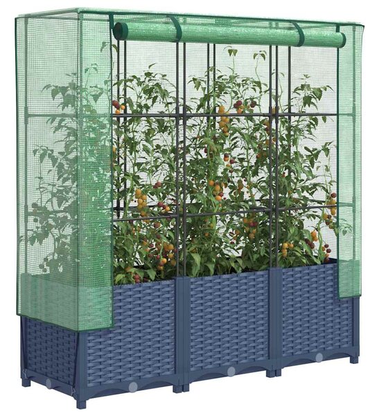 Rattan megjelenésű magaságyás melegháztakaróval 120x40x138 cm