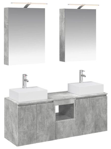 Fürdőszobai Szekrény Szett 5 pcs Betonszürke Szerelt Fa
