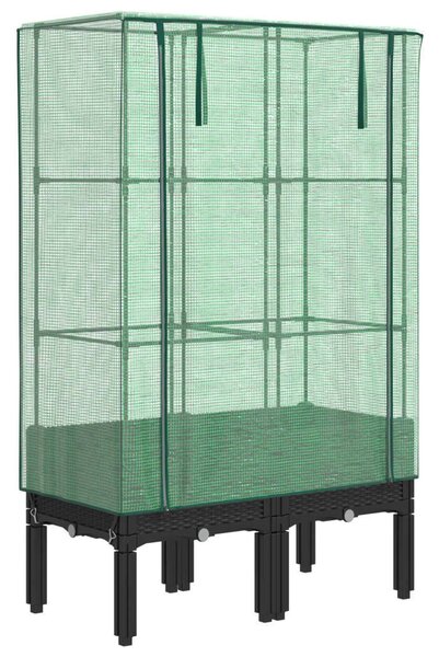 Rattan megjelenésű magaságyás melegháztakaróval 80x40x140 cm