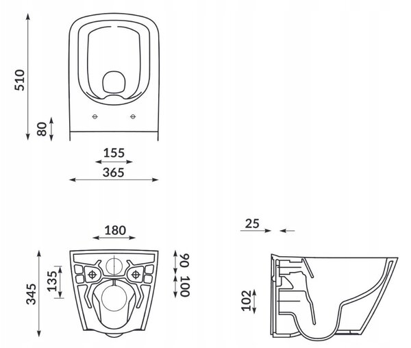 Cersanit City, System50 PNEU süllyesztett keret + függő WC csésze City Square CleanOn + króm gomb Circle, S701-776