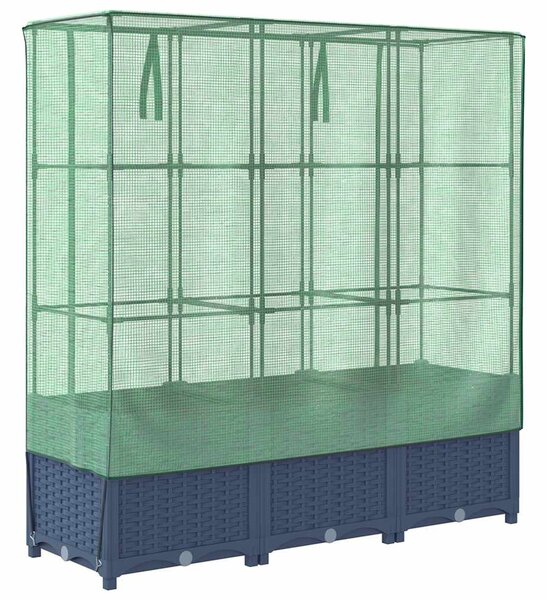 Rattan megjelenésű magaságyás melegháztakaróval 120x40x138 cm