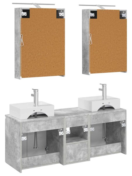 Fürdőszobai Szekrény Szett 5 pcs Betonszürke Szerelt Fa