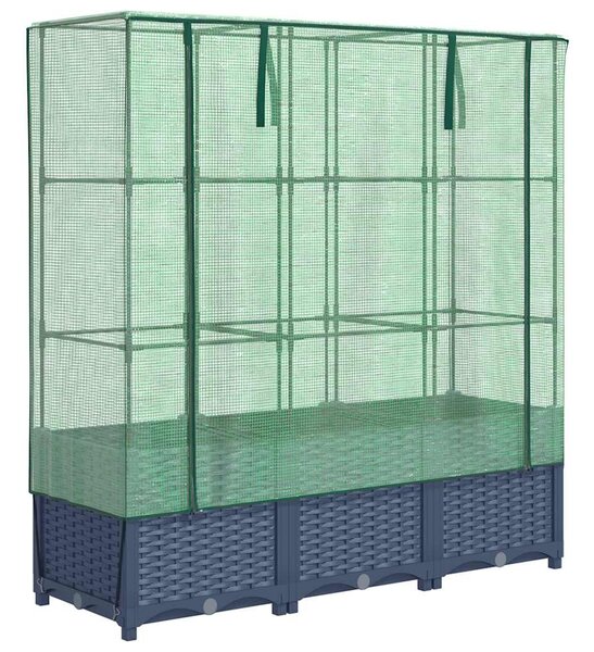 Rattan megjelenésű magaságyás melegháztakaróval 120x40x138 cm