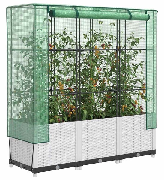 Rattan megjelenésű magaságyás melegháztakaróval 120x40x138 cm