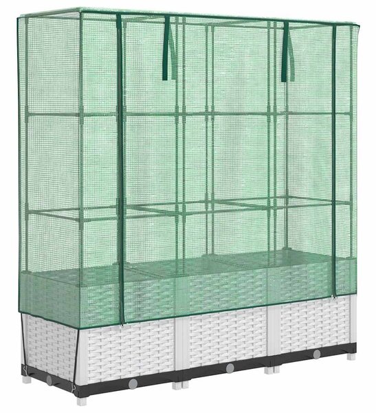 Rattan megjelenésű magaságyás melegháztakaróval 120x40x138 cm