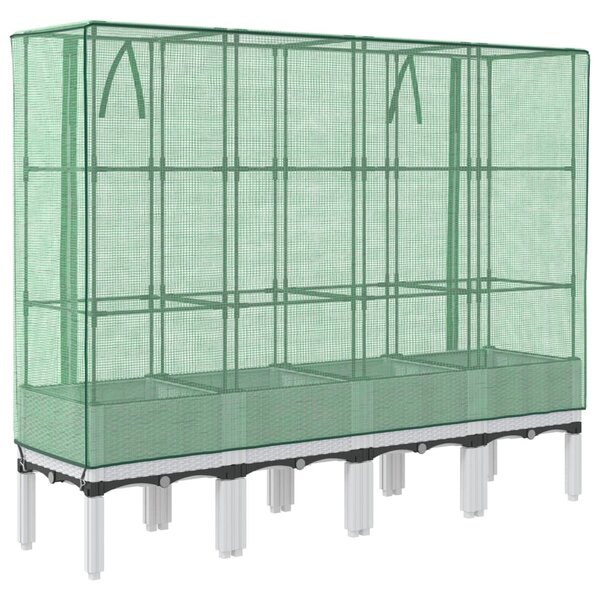 Rattan megjelenésű magaságyás melegháztakaróval 160x40x140 cm
