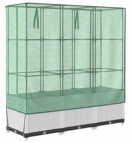 Rattan megjelenésű magaságyás melegháztakaróval 120x40x138 cm