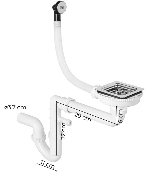 SINK Quality Mosogató Minőségi Argon 50, konyhai gránit mosogató 420x420x225 mm + króm szifon, fekete foltos-Brocade, SKQ-ARG.B.1KBO.50.X