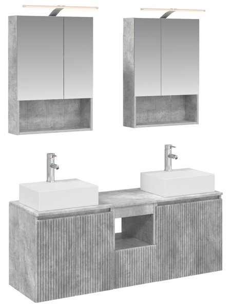 Fürdőszobai Szekrény Szett 5 pcs Betonszürke Szerelt Fa