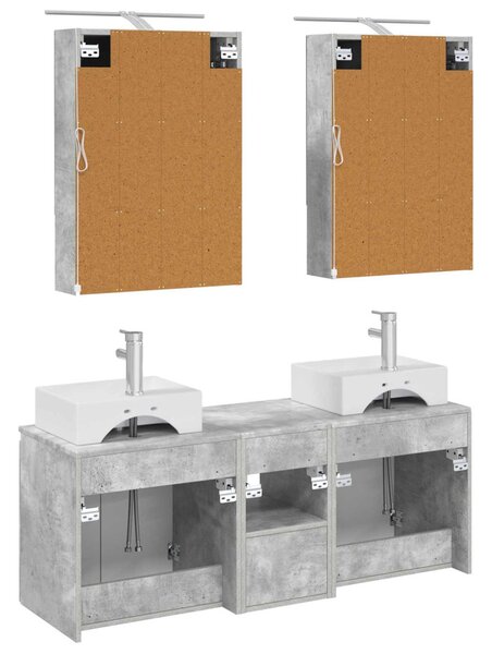 Fürdőszobai Szekrény Szett 5 pcs Betonszürke Szerelt Fa