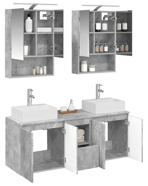 Fürdőszobai Szekrény Szett 5 pcs Betonszürke Szerelt Fa