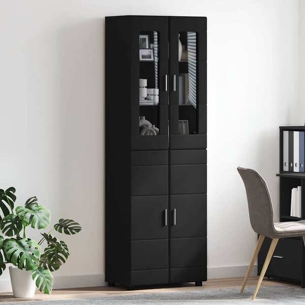 Magasfiú polcokkal FLORIN Fekete 60 x 35 x 182 cm Faanyag