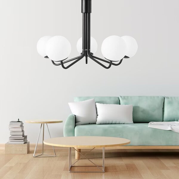 Toolight Szerszámlámpa, mennyezeti lámpa 75x50 cm 6xE27 APP1578-5C, fekete matt-fehér, OSW-03606