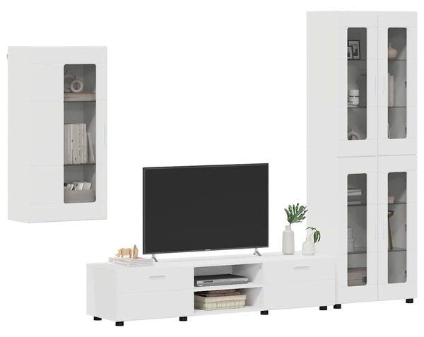 TV szekrény garnitúra fiókkal FLORIN 3 pcs Fehér Faanyag
