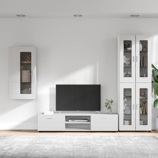 TV szekrény garnitúra fiókkal FLORIN 3 pcs Fehér Faanyag