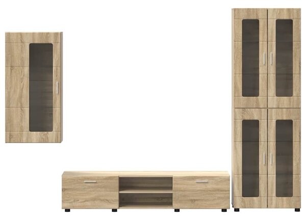 TV szekrény garnitúra fiókkal FLORIN 3 pcs Sonoma tölgy Faanyag