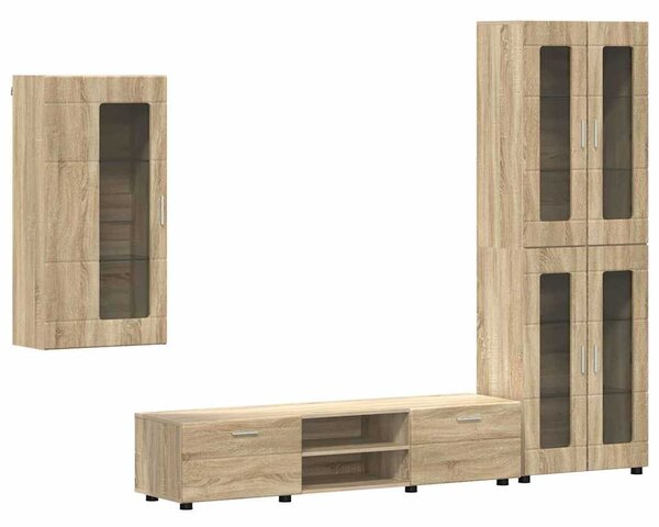 TV szekrény garnitúra fiókkal FLORIN 3 pcs Sonoma tölgy Faanyag