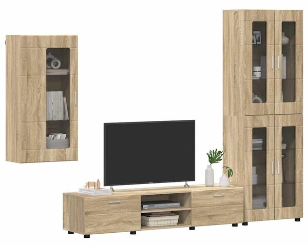 TV szekrény garnitúra fiókkal FLORIN 3 pcs Sonoma tölgy Faanyag