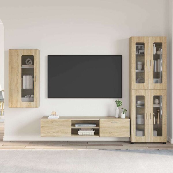 TV szekrény garnitúra fiókkal FLORIN 3 pcs Sonoma tölgy Faanyag