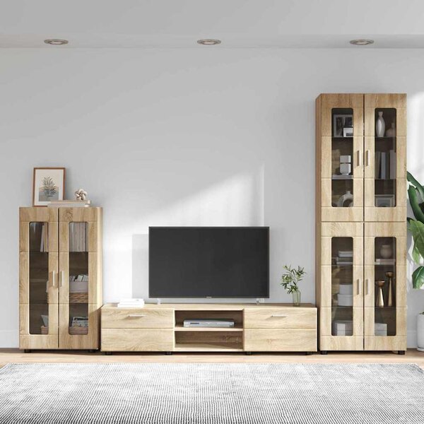 TV szekrény garnitúra fiókkal FLORIN 3 pcs Sonoma tölgy Faanyag