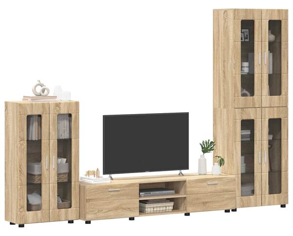 TV szekrény garnitúra fiókkal FLORIN 3 pcs Sonoma tölgy Faanyag