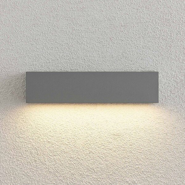 Lucande Lengo LED kültéri falilámpa, 25 cm, ezüst, lefelé irányuló fény, 3 000 K, Alu / szürke / cink, Alumínium, Modern