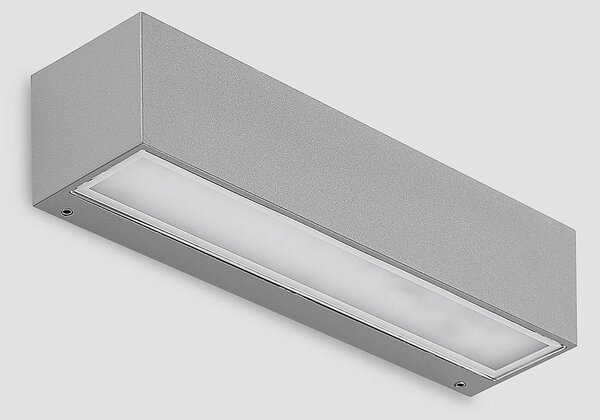 Lucande Lengo LED kültéri falilámpa, 25 cm, ezüst, lefelé irányuló fény, 3 000 K, Alu / szürke / cink, Alumínium, Modern