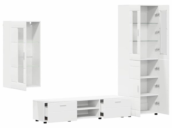 TV szekrény garnitúra fiókkal FLORIN 3 pcs Fehér Faanyag