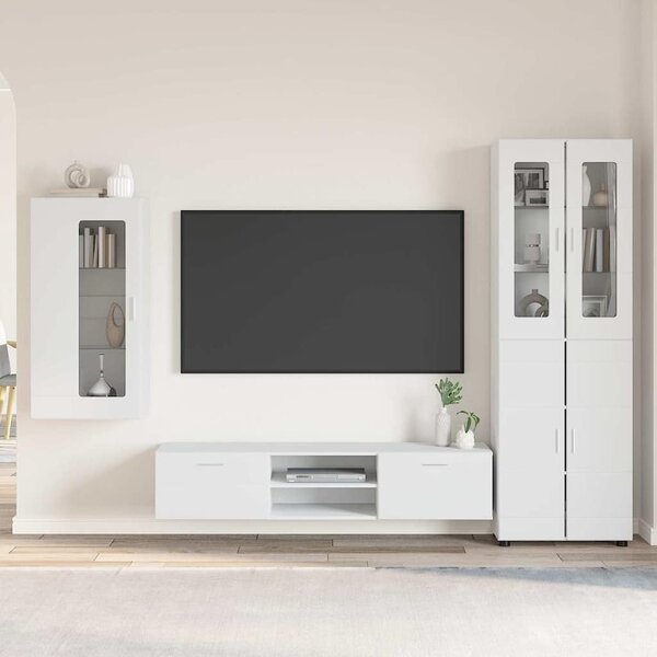 TV szekrény garnitúra fiókkal FLORIN 3 pcs Fehér Faanyag