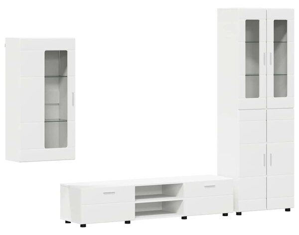 TV szekrény garnitúra fiókkal FLORIN 3 pcs Fehér Faanyag
